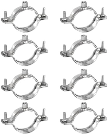 QUARKZMAN 8 Pcs Abrazaderas Ajustables De 1-9/16 (40mm) Anillo Divisorio | Soporte De Pared O Techo De Acero Inoxidable, Soportes Metálicos Para Tuberías, Abrazadera (M6), Para Colgar Tubos