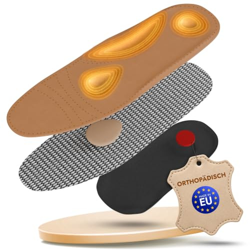 Lenzen Semelles Orthopédiques en Cuir Véritable, Filtre de Charbon Actif, Soutien pour le Pied I Semelle pour Chaussures Femme et Homme (43 EU)