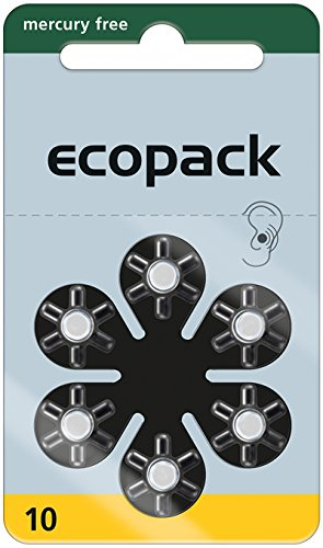 ecopack - Lote de 30 pilas para audífonos (10, 13, 312, 675, 5 blíster PR70, 1,4 V, incluye caja de almacenamiento para 2 pilas de audífonos (10, 13, 312, 675), caja transparente para dos pilas de