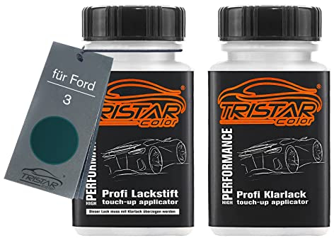 TRISTARcolor Autolack Lackstift Set für Ford 3 Juice Green Metallic/Dschungel Grün Perl Metallic Basislack Klarlack je 50ml