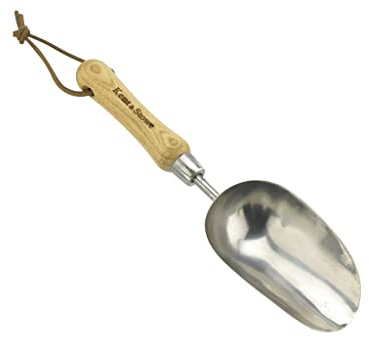 Kent & Stowe Stainless Steel Hand Potting Scoop, Compact Garden Scoop for Compost and Soil, Classic All Year Round Garden Tools Made from Stainless Steel and Ash Wood