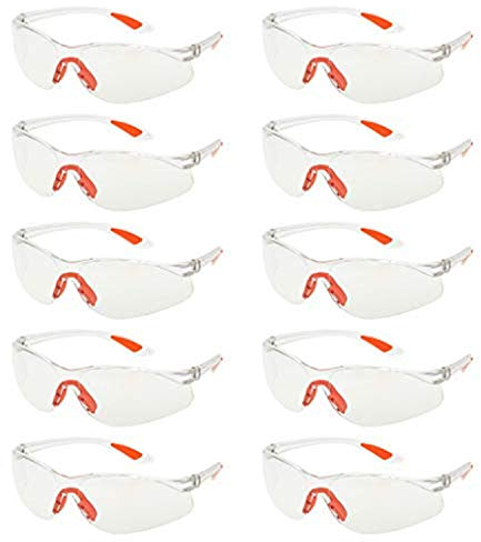 YAAVAAW 10er Schutzbrille,Gewerbliche Schutzbrille Durchsichtigen Safety Overglasses mit Gumminase/Ohrbügelhaken,für Kinder Nerf Gun Battles&Laboratory Baustelle Arbeitsschutzbrillen Kratzfest