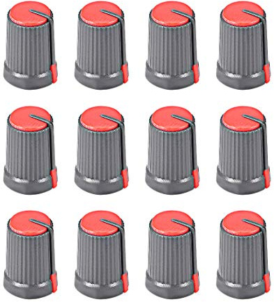 sourcing map 12 Stück Potentiometer Volume Drehknopfkappe Drehknopf Rot | 6mm Schaft Durchm., Kunststoff, Ø 12mm X 17 mm Höhe