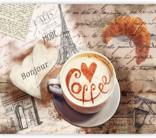 murando Fototapete selbstklebend Küche Kaffee 245x175cm Foto Tapete Tapetenfolie Möbelfolie Wandverkleidung Wandtapete Motivtapeten Bildtapete Wohnzimmer Schlafzimmer 3d Effekt Vintage Paris Holzoptik