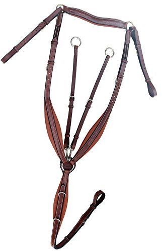 Exion Designer - Pechera de caballo, cuello de pecho inglés para caballo, acolchado anatómico en forma de pétalo, correa ajustable y forro de piel de becerro suave, martingala para correr con broches