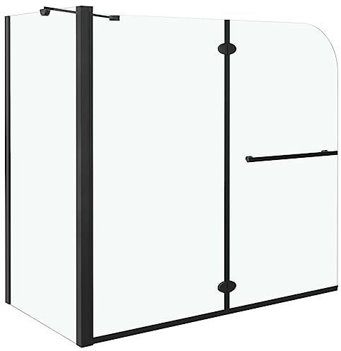 vidaXL Box Doccia Pieghevole a Libro Doccia Richiudibile Salvaspazio Prodotti per Il Bagno Recesso Doccia Tenda in ESG 120x68x130 cm Nero