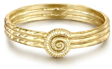 GLANZSTÜCKE MÜNCHEN Damen Ring 925/- Sterling Silber gelbgold | gelbvergoldet 18 Karat, Bandring, Muschel