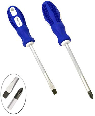 BQKKWIN Slotted and Phillips Screwdriver, 4 Long Cross-head & Flat Blade （PH2）, 2 Packs Magnetic Screwdriver with Rubber Handle (4 inch)