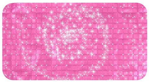 Badewannenmatte PVC Ungiftig Hintergrund Star Pink Badewanneneinlage 14.7x26.9 inch rutschfest für Kinder und Baby Duschmatte Antirutschmatte 37.5x68.5 cm