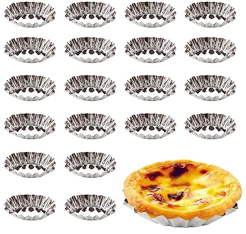 Ncheli 20pcs Stampi di Crostate Uova,Riutilizzabile Stampo Crostata Cupcake Stampi Mini Tortine Stampi per Crostatine Stampi Antiaderente Muffin Stampi Tortine per Budino,Teglia,Torte Biscotti