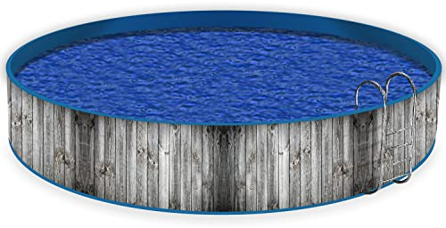 Wallario Pool Verkleidung mit Motiv und Ösen, Umrandung Dekoration, Motiv Holz-Optik Textur hellgraues Holz Paneele Dielen mit Asteinschlüssen, Größe Höhe 100 cm x L 12m