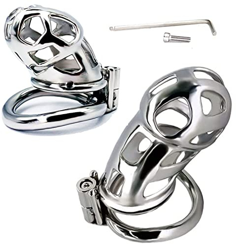 MSMY Keuschheitskäfig Herren Edelstahl Keuschheitsgürtel Für Männer, Sm Bondage Metall Peniskäfig Chastity Cage Mit 8 Mm Verdickte Halterung, Alternatives Sklave Spiel Sexspielzeug,Kurz,∅45mm