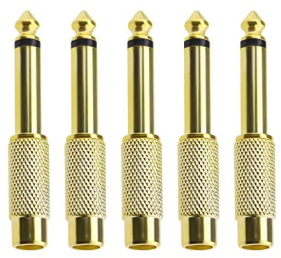 SG Store 5PCS RCA to 1/4 Inch Adapter Gold Plated RCA Female to 6.35mm Mono Male Plug Quarter Inch Adapter TS Jack Plug to RCA Audio Connector