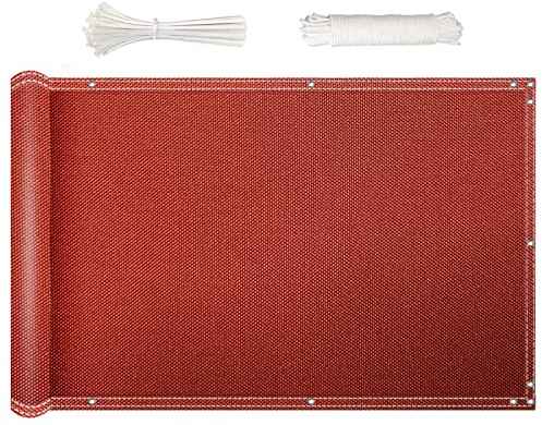 NKADNB Balkong insynsskydd balkongskydd 90 x 750 cm balkongskydd balkongspänningar väderbeständigt UV-skydd ogenomskinliga terrasser insynsskydd för balkong trädgård utomhus, rostfärg