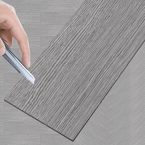 NAIZY Revestimiento de suelo de PVC 91,44 x 15,24 cm x 2 mm, 18 piezas, suelo de vinilo laminado autoadhesivo, decoración a elegir, antideslizante, impermeable, recortable, tipo W02 (2,51 m²)