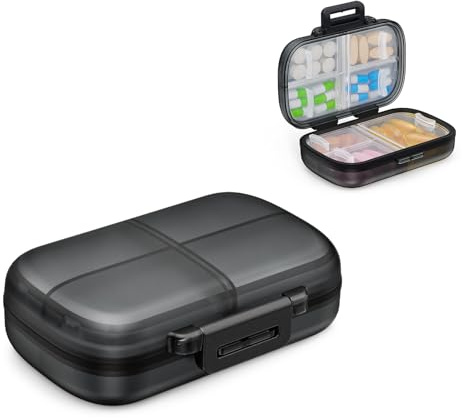 AUVON Pastillero Semanal para 7 Días, 1 Paquete de Pastillero Diario Portátil con Sistema de Cierre Ergonómico, Pill box Compacta para Viaje de 7 Días con 7 Compartimentos Profundos