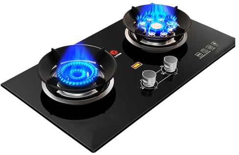 Propane Stove,Double Burner Portable Propane Stove,Maximum 17742.4BTU Tempered Glass Gas Cooktop Suitable for Kitchen Apartments and RV (Color : LPG, Size : Style 1)