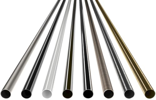 MDEKOR Tubo de acero de 180 cm en oro antiguo de metal para barra de cortina, diámetro de 25 mm