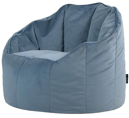 Icon Sirena Sitzsack Sessel für Erwachsene, Hellblau, Flauschiger Samtstoff, Riesen Sitzsack Samt mit Füllung, Bean Bag Chair, Bequemer Sessel Wohnzimmer, Lounge, Schlafzimmer, Büro