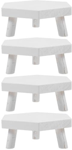Milisten 4 Stück Sukkulenten-Gartenpflanzenbank Tischständer Blumentöpfe Pflanzenständer Bonsai-Topfhocker aus Holz Topfpflanze hoher Hocker Bonsaischale Schemel Blumentopf