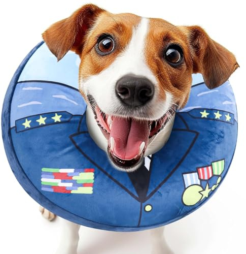 SuplutuX Halskrause Hund & Katzen, Bequem Leckschutz Hund, Einstellbar Hundekragen für Genesung nach Operationen oder Wunden für Hunde, M