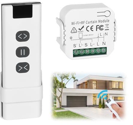 Interruttore Tapparelle WiFi, Con Telecomandi RF e Modulo Ricevitore, Controllo Tapparelle Elettriche per Tende e Persiane, Persiane, Tende da Sole,Smart Life Dispositivi
