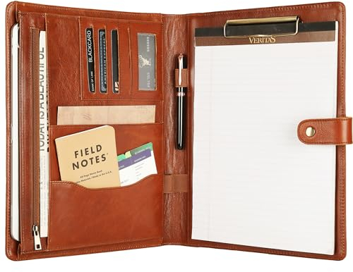 Personalisiertes Leder-Padfolio für Herren – Geschäftsmappe mit Klemmbrett, Rechtsblock, Folio-Ordner, A4-Briefgröße, ideales Geschäfts- und Firmengeschenk, Ölbraun