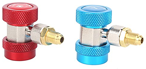 2 Piezas Adaptador de Rápido R134A, Adaptadores de Acoplamiento de Ajustables para Aire Acondicionado, Conector de Accesorios de 1/4 de Manguera para el Acondicionador Coche Carga CA