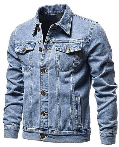 Duohropke Chemise en jean pour homme - Chemise à manches longues - Style cowboy - Chemise à manches longues - Coupe droite - Chemise en jean western - Col Kent - Business - Décontracté, BU1, XL