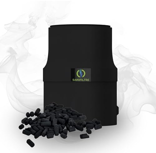 Filtre Anti-Odeurs Haute Performance au Charbon Actif Anti-H2S, avec Manchon Intégré 100 mm, Solution sans Collage, pour Fosse Septique & Toutes Eaux, Rechargeable, Noir – HYDRODIV