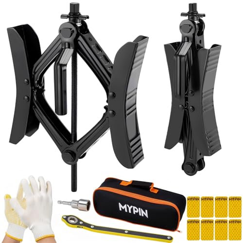 MYPIN Stabilisateur de cale de Roue pour Caravane, avec 8 Bandes réfléchissantes, Cales de Roue antidérapantes en Forme de X, 2 pièces.