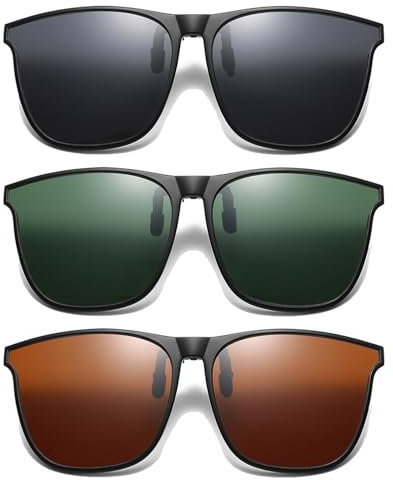 BDSHUNBF 3Pcs Polarisierte Sonnenbrille Clip, Sonnenbrillen Clip für Brille und Brillenträger, Aufsteck Sonnenbrille für Brillen, Klapp Sonnenbrille, Sichern Sie sich Ihre sonnenbrillenaufsatz hier