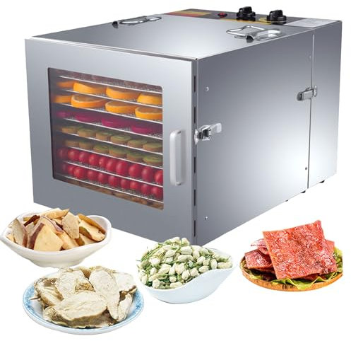 Machine Commerciale, déshydrateur Alimentaire avec 10 Plateaux, Conception de contrôle Tactile à LED, température et Temps numériques réglables, Machine de séchage des Aliments en