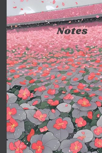 Pink Begonia Florals in Grays and Green Leaves Notebook