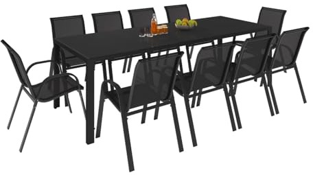 IDMarket - Salon de Jardin Madrid Table 240 cm et 10 chaises empilables