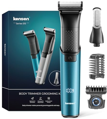 Kensen 2-in-1 Manscape Body Hair Trimmer & Beard Trimmer for Men, Electric Pubic Groin Shaver & Razor, Cordless Waterproof Male Grooming Kit for Limbs & TrunkIn & Timate & Facial Hair, 50 Times Usage