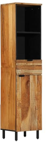 vidaXL Badezimmerschrank Braun 38 x 33 x 160 cm Massivholz Mango, Stylischer schwarzer Waschbecken-Unterschrank, rechteckige Aufbewahrung, modernes Ordnungssystem, Platzwunder