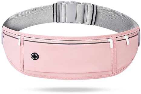 Riñonera Running Cinturon Running Mujer Hombre Porta Movil Running Viajes Accesorios Cinturon Correr Impermeable para Correr, Gimnasio, Viaje al Aire Libre (Rosa)