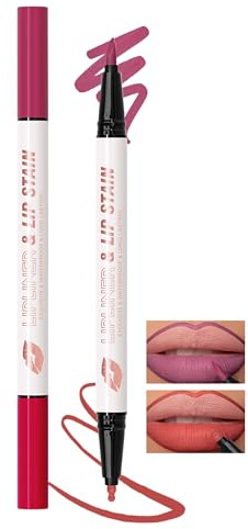 Lipliner Wasserfest, 2Farben Dual-Ended Matte Lippenstift, Langanhaltender Non-transfer, Hochpigmentiert Liquid Lippenkonturenstift, Smooth Natürlich Tattoo Lip Makeup Pencil Geschenke für Frauen-05