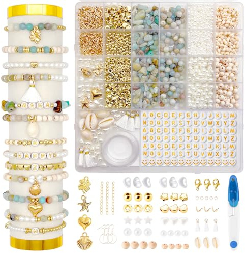 CAwished Natürliche Amazonit Perlen für Armbänder Schmuck Selber Machen Perlen set zum Auffädeln für DIY Beads für Jewellery Making Schaffung, Armband Set Selber Machen für Kinder Erwachsene