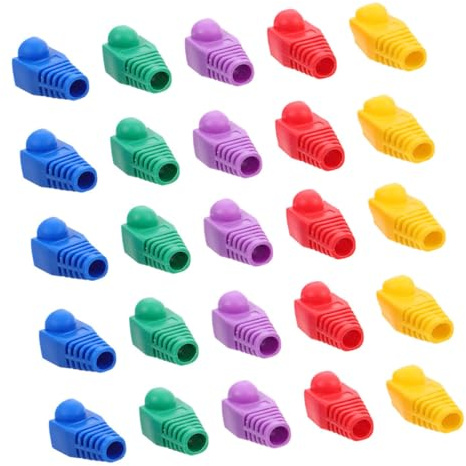 OSALADI Lot de 100 Capuchons de Protection Câble Ethernet Cat5 Cat6 Cat7 en Plastique Robuste pour Connecteurs, Usage Réseau Domestique et Professionnel, Protection Multicolore
