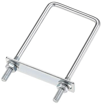Unifizz Perno cuadrado en U, juego de 2 pernos en U M8 de acero de 60 mm, ancho interior de 150 mm de longitud con tuercas y placa de marco para automóviles, barcos, remolques