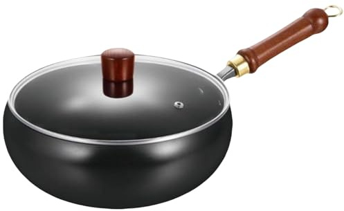Generico Padella in ferro non rivestita 2025, padella antiaderente forgiata a mano giapponese, padella anti-scottatura con lavorazione del ferro durevole, fornelli a gas/induzione