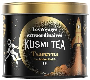 Kusmi Tea - Thé Noir Bio de Noël Tsarevna - Notes d'Orange, Vanille et Épices - Edition limitée 2025 - Boîte en Métal 120g - Environ 50 tasses (Les Voyages Extraordinaires)