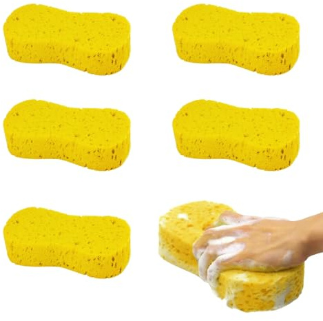 5 Pcs Jumbo Sponges, Non Scratch Car Cleaning Wash Sponge, Thickened Super Absorbent Large Car Wash Sponges for Wheels, Windscreen, Windows, Bodywork Easy Grip, for Kitchen Bathroom Household Cleanin