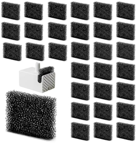 30 Stück Haustierbrunnenfilter, Katzenbrunnenfilterersatz Ersetzte Schaumstofffilter für Katze Hund Wasser Dispenser Filter 35x25x9mm schwarz