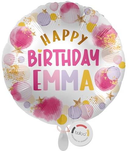 balloa Personalisierter Ballon XXL mit Namen, Geschenk zum Geburtstag, Helium Luftballon Feier, Folienballon mit Wunschtext, Deko Kindergeburtstag Mädchen Jungen, 53cm