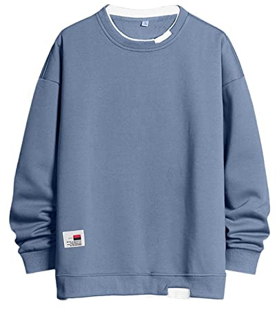 Generisch Été Hommes Splice Sweat à Capuche sans Manches Manches Longues Hoodless Sweatshirt Blouse Vêtements Hommes Sweatshirt, bleu, 3XL