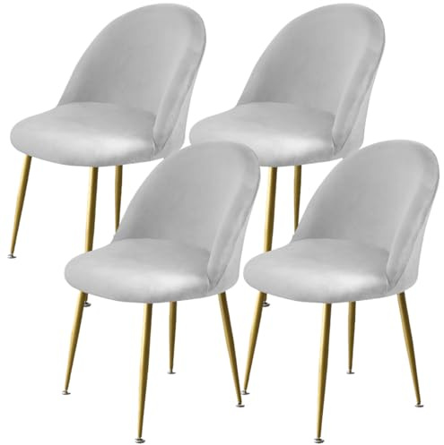 Levoberg - Funda de silla para comedor, diseño escandinavo, extensible, de terciopelo, funda para silla, respaldo redondeado, elástica, cubierta de silla escandinava para casa, boda, hotel, 4 piezas