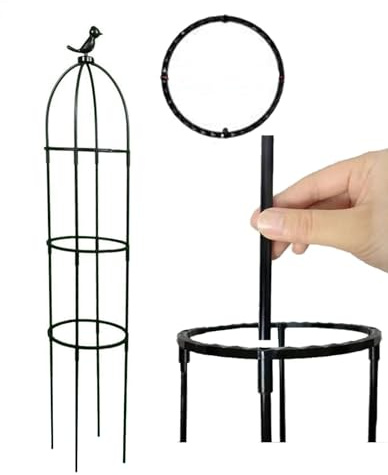 Traliccio da Giardino in Fibra di Vetro Obelisco 22x95cm 22x120cm 22x145cm Torre per Piante a Forma di Gabbia per Uccelli Supporto Robusto per Piante rampicanti e Fiori (Colore: Nero, Dimens